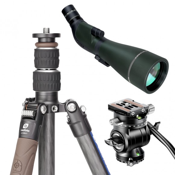 Leofoto LX-225CT Tripod with BV-1R Video Head & Wulf Nova Spotting Scope